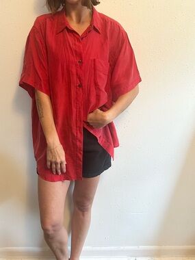 Forenza Oversized Red Button-Down Shirt